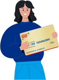 AAA member holding membership card